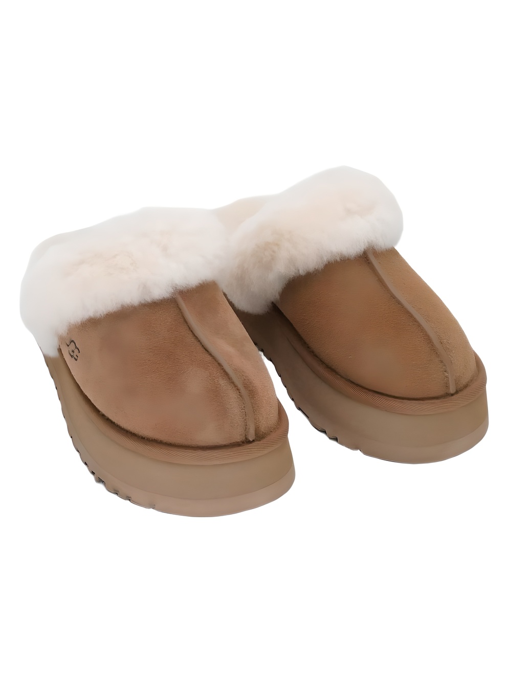 UGG Disquette Chestnut Suede Platform Slip-On Slippers Size 7M